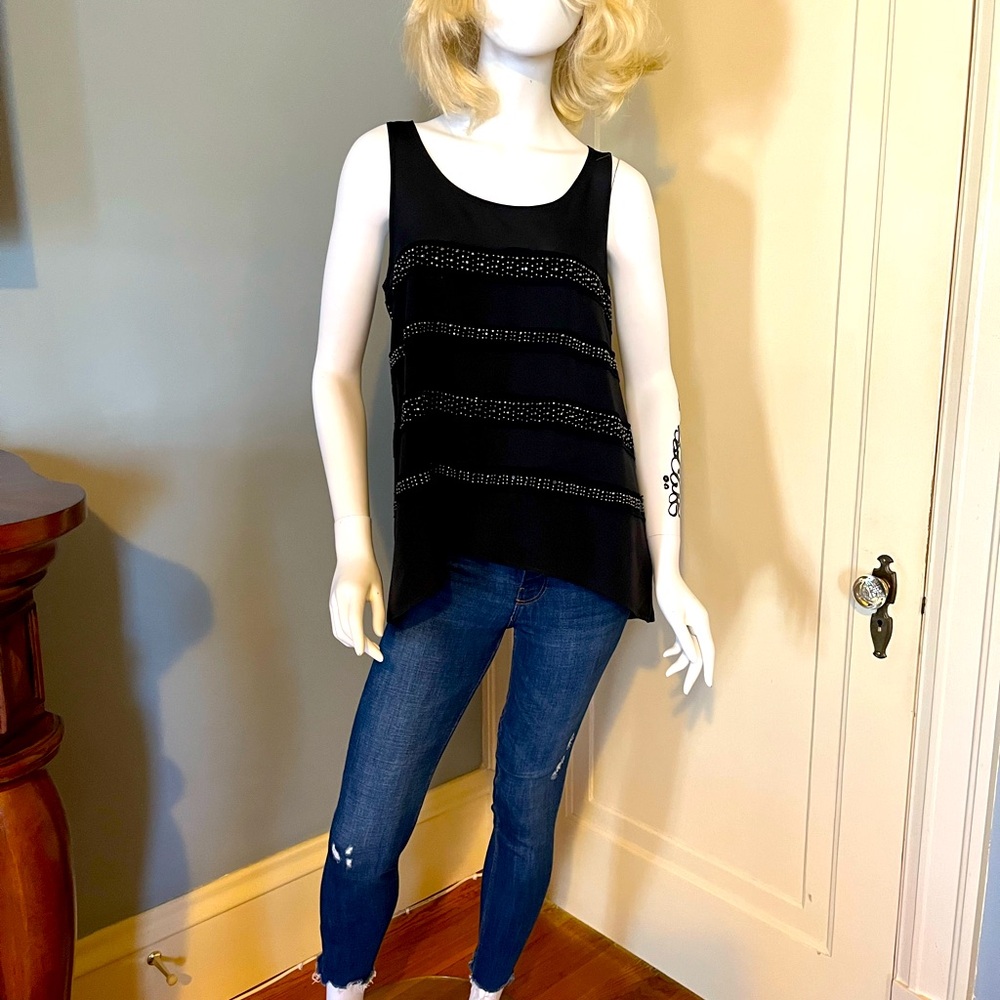 Black sleeveless top with sequins